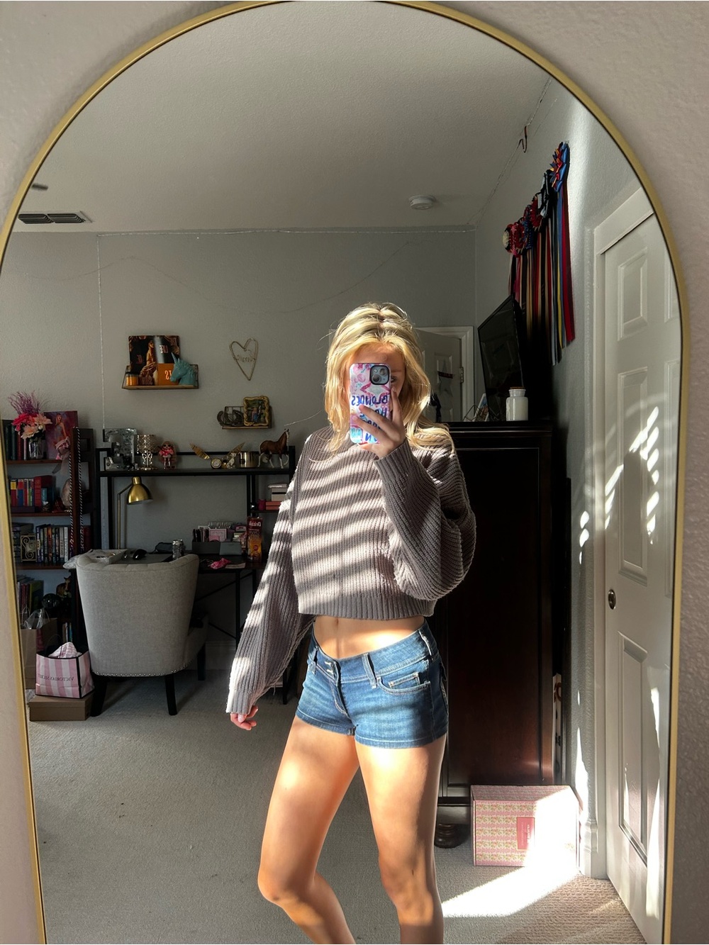 Zaful Taupe Cropped Ribbed Crewneck Sweater